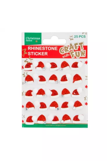 Craft with Fun Naklejki brokatowe czapki Miko�aja 438803 6 szt.