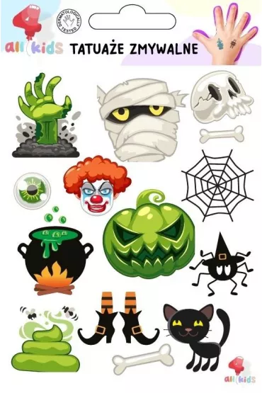 Tatuae zmywalne dla dzieci Halloween 3 All4Kids