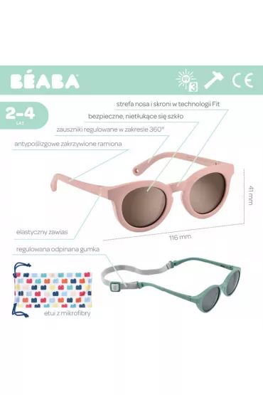 Beaba Okulary przeciwsoneczne dla dzieci 2-4 lata Happy - Dusty rose