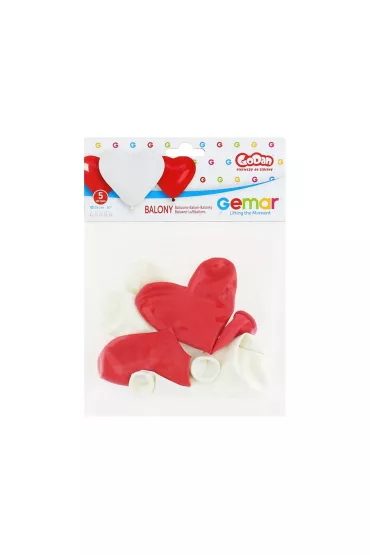 Gemar Balony Premium Serca bia�e i czerwone 5 szt.