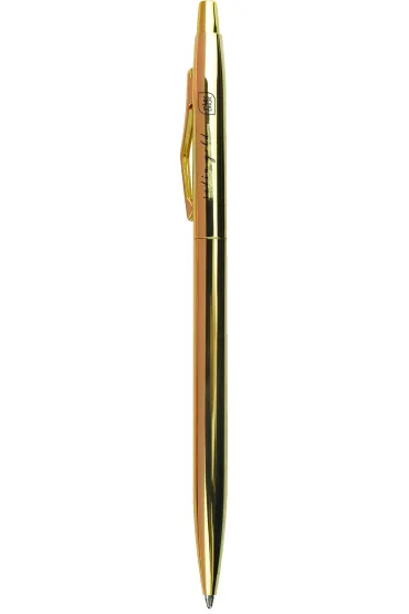 Interdruk D�ugopis metalowy slim Satin Gold niebieski