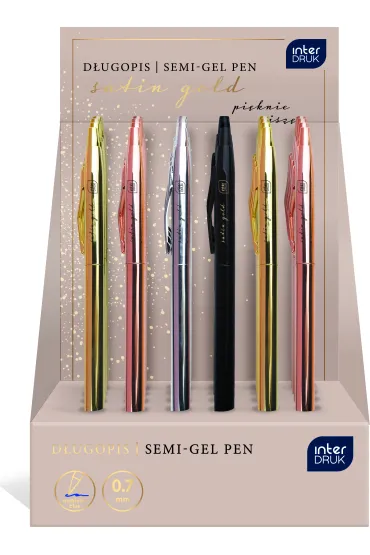 Interdruk D�ugopis metalowy slim Satin Gold niebieski