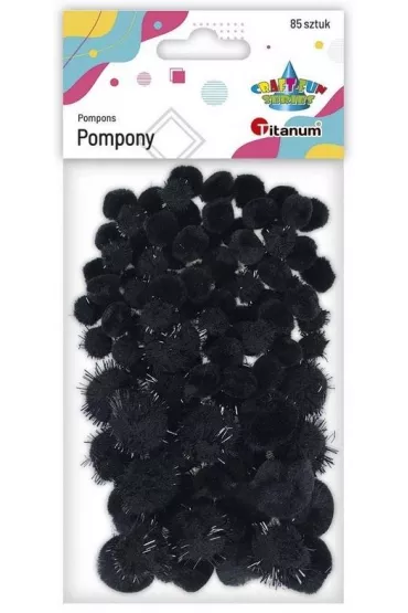 Titanum Pompony akrylowe i brokatowe czarne 85 szt.