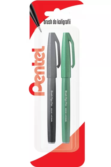 Pentel Pisak/p�dzelek do kaligrafii SES15 czarny, zielony 2 szt.