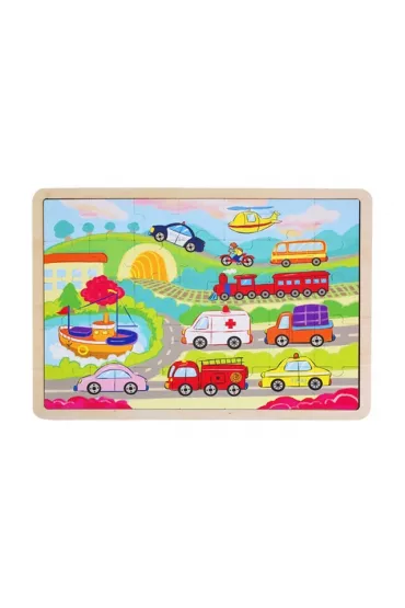 Puzzle drewniane 35 el. Pojazdy Brimarex