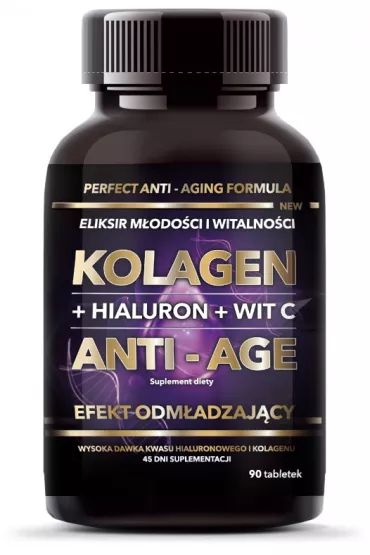 Intenson Kolagen + Hialuron + Witamina C Anti-Age suplement diety 90 tab.