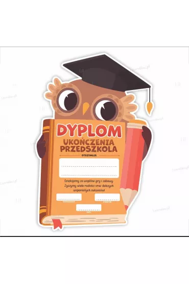 LearnHow Dyplom ksztat ukoczenia przedszkola sowa 5 szt.