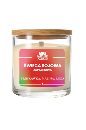 Big Nature �wieca sojowa o zapachu Truskawka, Malina i R�a 225 g