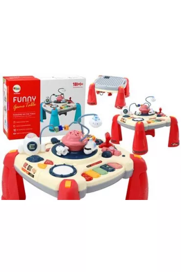 LeanToys Stolik edukacyjny interaktywny pianinko czerwone