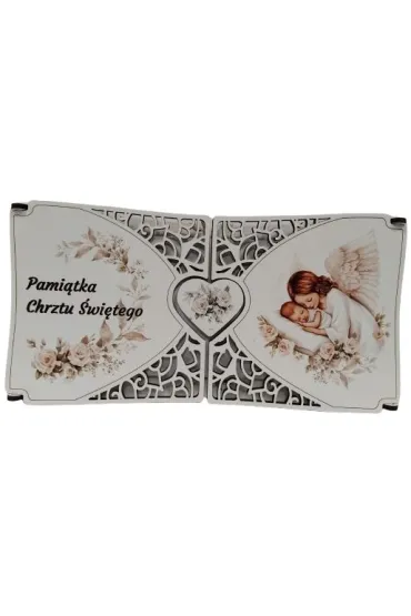 Pamiatka Chrztu �wi�tego drewniana rozk�adana na dwie cz�ci(22X11CM) mix