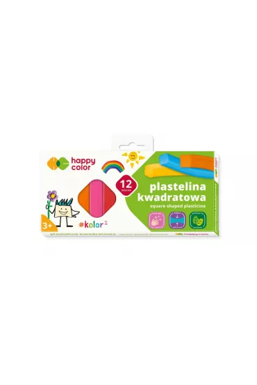 Happy Color Plastelina szkolna kwadratowa, 12 kolor�w 12 szt.