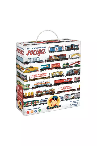 Puzzle dwustronne 54 el. Pociągi Bright Junior Media | TaniaKsiazka.pl