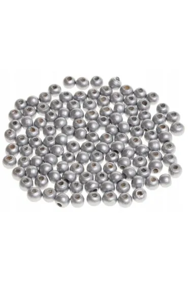 Brewis Koraliki drewniane do nawlekania srebrne 8mm