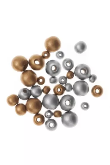 Dalprint Drewniane koraliki kulki gold&silver 30 szt.