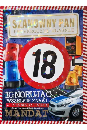 Yeku Karnet Premium Mandat 18 urodziny m�skie (24x33cm)