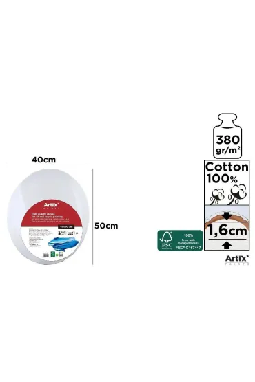 Artix Podobrazie owalne 40x50x1,6cm, 380g