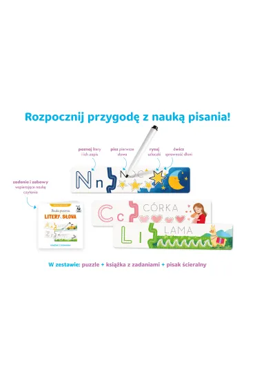 Nauka pisania. Litery i s�owa. Ksi��ka + puzzle do pisania 3+ Kapitan Nauka