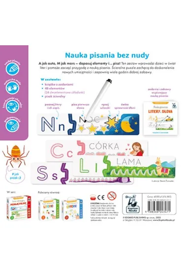 Nauka pisania. Litery i s�owa. Ksi��ka + puzzle do pisania 3+ Kapitan Nauka