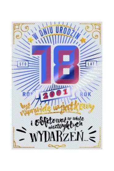 Kukartka Karnet B6 18-te urodziny - z�ote lata