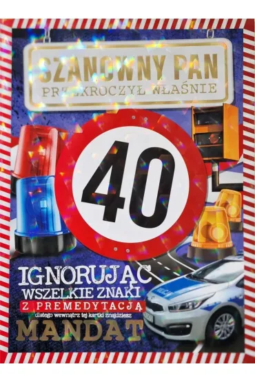 Yeku Karnet Premium Mandat 40 urodziny m�skie (24x33cm)