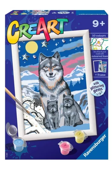 Malowanie po numerach CreArt - Wilk z m�odymi Ravensburger