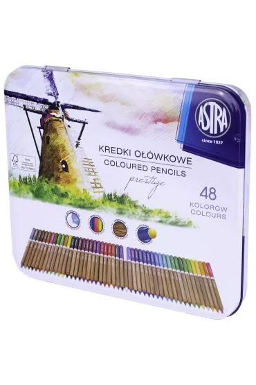 Astra Kredki o��wkowe w metalowym pude�ku Prestige 48 szt.