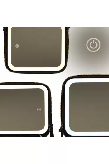 Kosmetyczka organizer na kosmetyki bi�uteri� kuferek z lusterkiem LED czarny