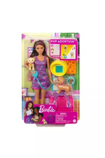 Lalka Barbie Adopcja pieskw. Zestaw + lalka Mattel