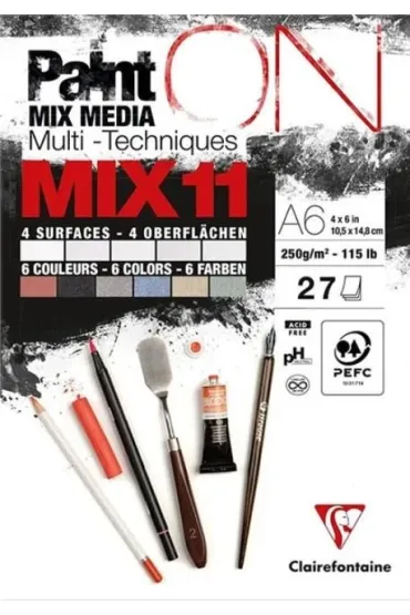 Clairefontaine Blok A6 papier�w mix11 250g 27ark