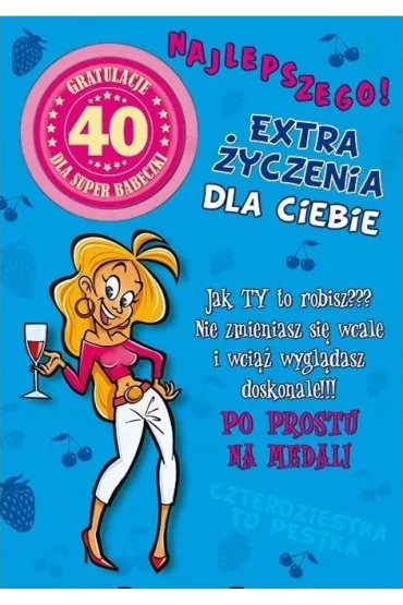 Stamp Karnet Party naklejany B6 + koperta Urodziny 40