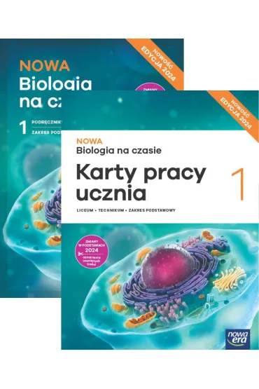Pakiet NOWA Biologia na czasie 1. Podr�cznik i karty pracy ucznia dla liceum og�lnokszta�c�cego i technikum. Zakres podstawowy. Edycja 2024 - Barbara Januszewska-Hasiec, Jacek Paw�owski, Joanna Koby�ecka, Jolanta Holeczek, Renata Stencel, Anna  Helmin