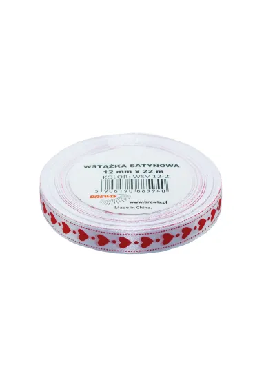 Brewis Wst��ka satynowa serca bia�a 12mm x 22m