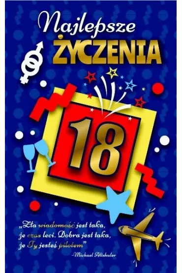 AbCard Karnet 18 Urodziny AB granatowo z�ote W02