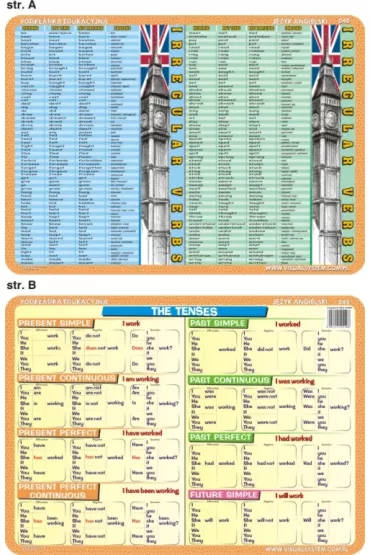 Visual System Podk�adka edukacyjna. The tenses, irregular verbs