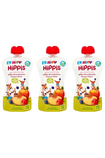 Hipp Mus owocowy Jab�ka-Brzoskwinie-Owoce le�ne po 6. miesi�cu zestaw 3 x 100 g Bio