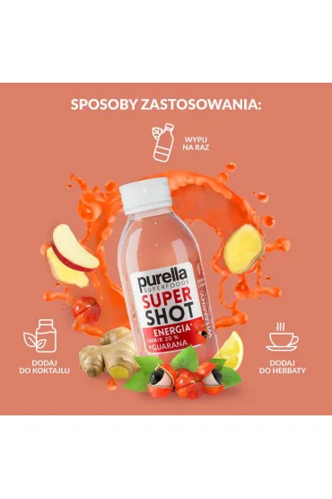 Purella Super Shot Energia imbir + guarana zestaw 8 x 100 ml