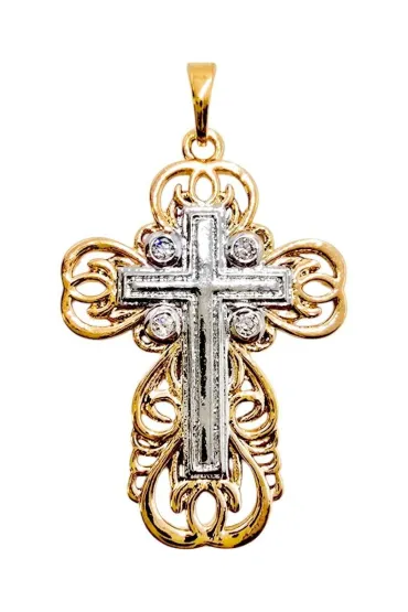 Wisiorek Krzy�yk Srebrno-Z�oty 23x16mm