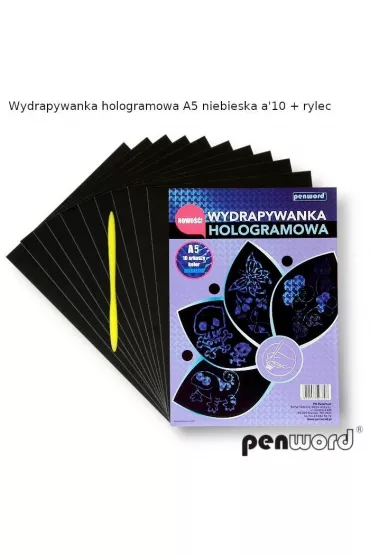 Wydrapywanka hologramowa A5 niebieska Polsirhurt