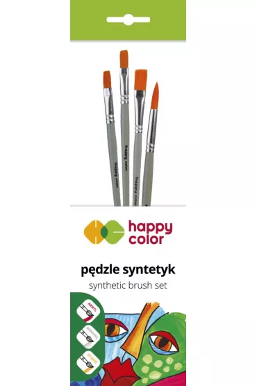 Happy Color Zestaw p�dzli syntetycznych mieszane A 4 szt.