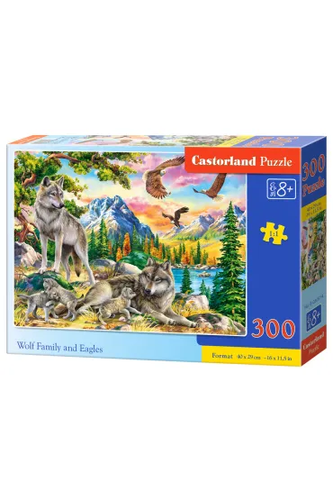 Puzzle 300 el. Wolf Family and Eagles Castorland
