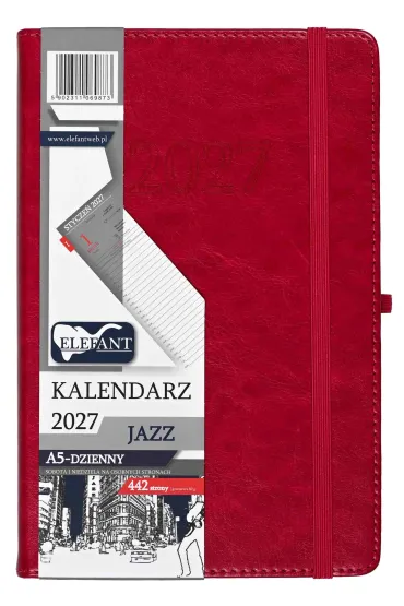 Kalendarz Jazz 2027 A5 dzienny r�owy