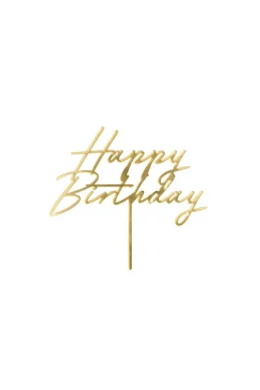 PartyDeco Topper na tort Happy Birthday z�oty 18x16,5cm
