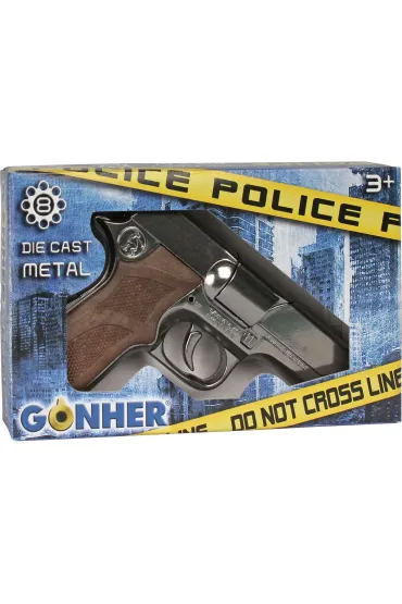 Metalowy pistolet policyjny 8 naboi Gonher