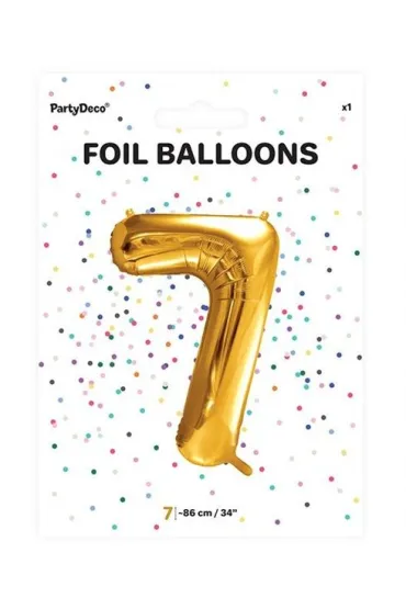 PartyDeco Balon foliowy 7 z�oty 86cm