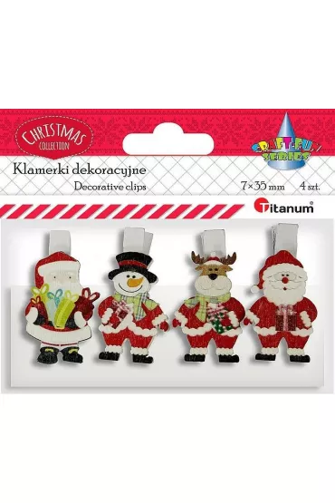 Titanum Klamerki drewniane z dekorem 4 szt.