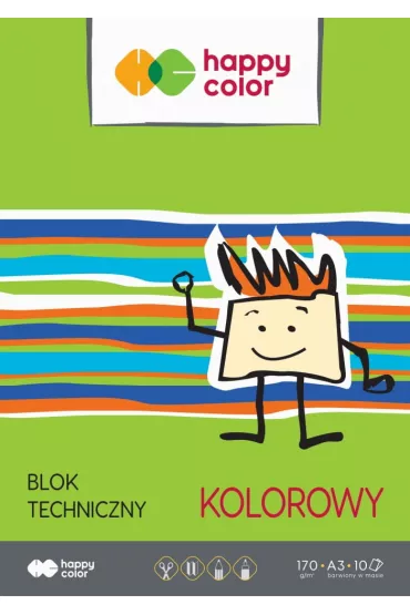 Blok techniczny kolorowy A3 Happy Color 170g 10 szt.