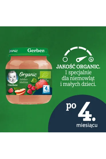 Gerber Organic Deserek jab�ko malina dla niemowl�t po 4 miesi�cu 125 g Bio