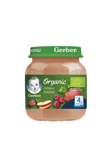 Gerber Organic Deserek jab�ko malina dla niemowl�t po 4 miesi�cu 125 g Bio