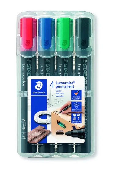 Staedtler Marker wodoodporny Lumocolor, okr�g�y, 4 kolory w etui