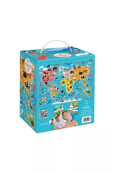 Puzzle 60 el. Puzzlove CzuCzu. Zwierzta. Mapa wiata Bright Junior Media